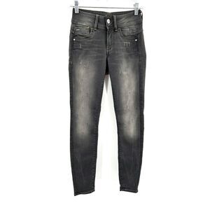 G-STAR Raw Women's Gray Wash Lynn Mid Rise Distressed Denim Skinny Jeans Size 24